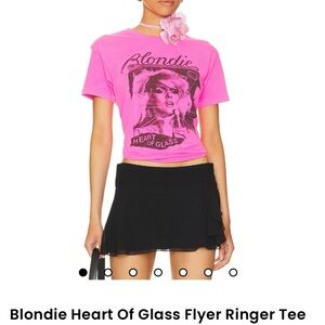 Pink Blondie Graphic Tee Heart of Glass Flyer Ringer Tee